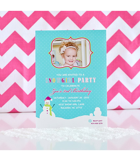 Snow Girl Winter Wonderland Birthday Party Printable Photo Invitation